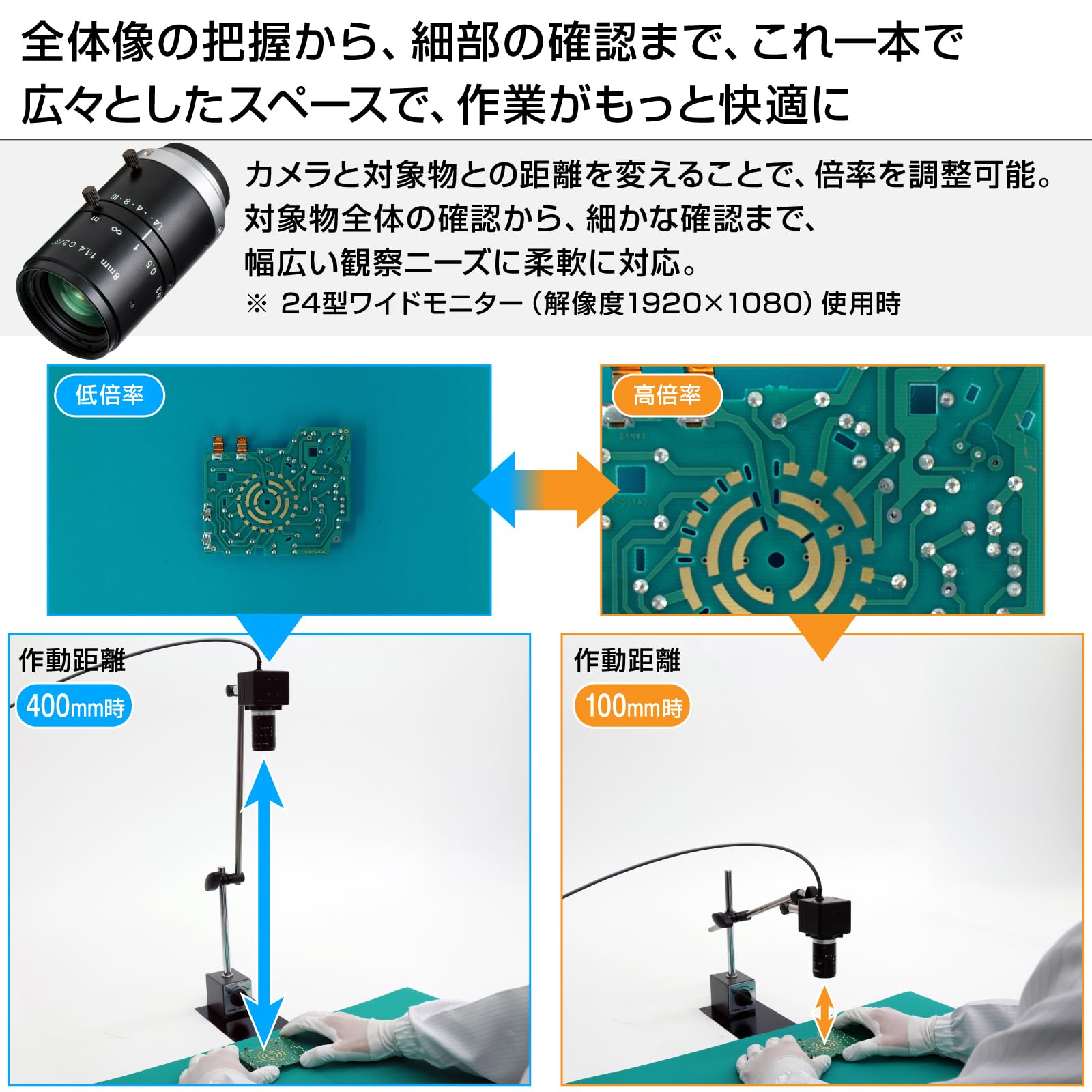 호잔 300만 USB 연결 300만 화소 초점거리 8mm 작동거리 100mm-∞ 암 자립형 이미지 3