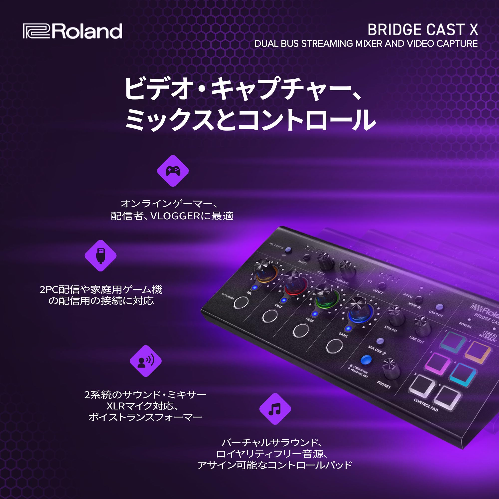 롤랜드 BRIDGECSTX HDMI 비디오 캡처 게이밍 오디오 믹서 스트리밍용 이미지 5