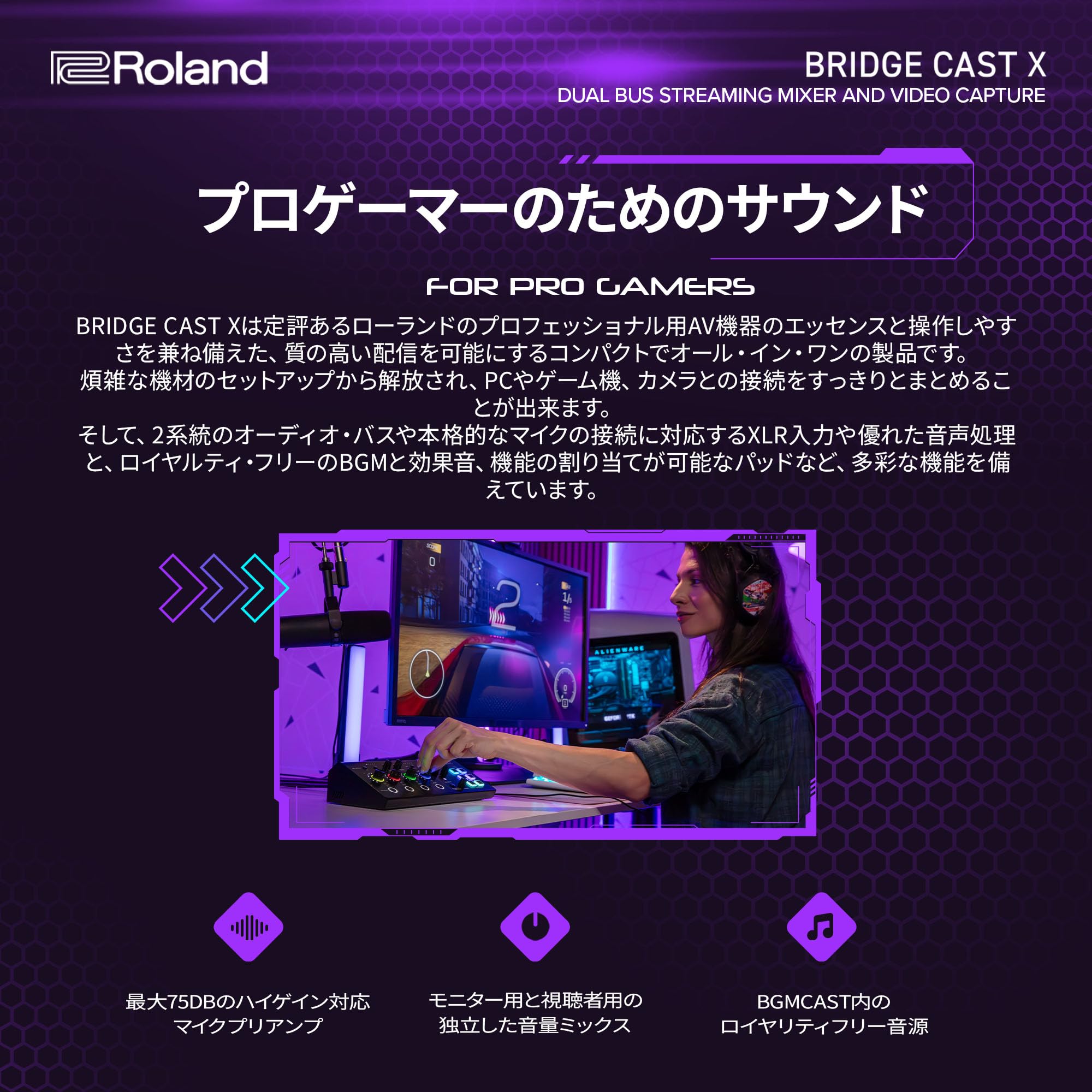 롤랜드 BRIDGECSTX HDMI 비디오 캡처 게이밍 오디오 믹서 스트리밍용 이미지 3