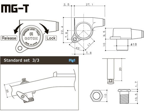 고토 SG381-MG-T-01 크롬 L3+R3 락킹 튜닝 페그 이미지 4