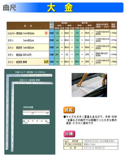 신와 대금 직각자 보급형 63128 3척3촌 2척 스테인리스 표리동목 이미지 2
