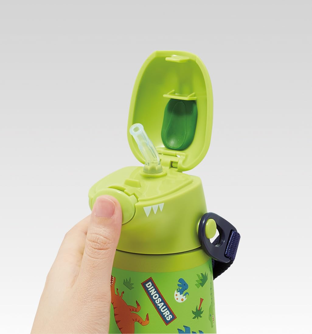 스케이터 입체형 370ml 공룡 SSH4D-A 스테인리스 빨대 물병 진공 이중 보냉 이미지 9