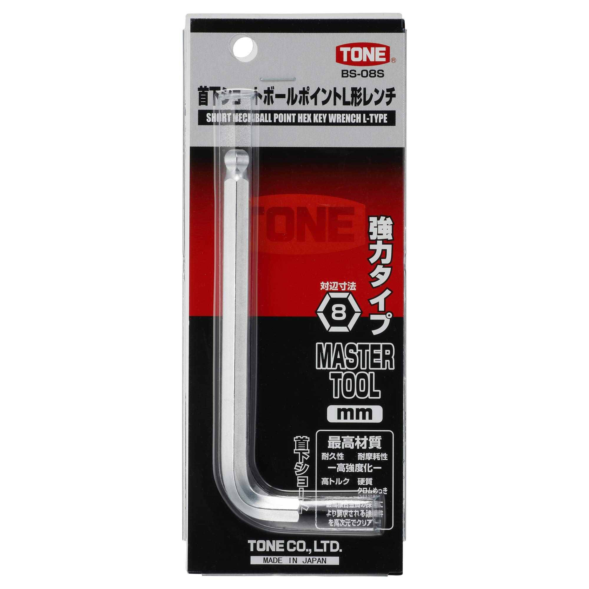 토네 숏 볼포인트 L형 육각렌치 BS-08S 8mm 이미지 3