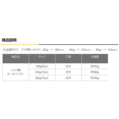 도규 00116 450g 파이프형 네일 해머 이미지 3