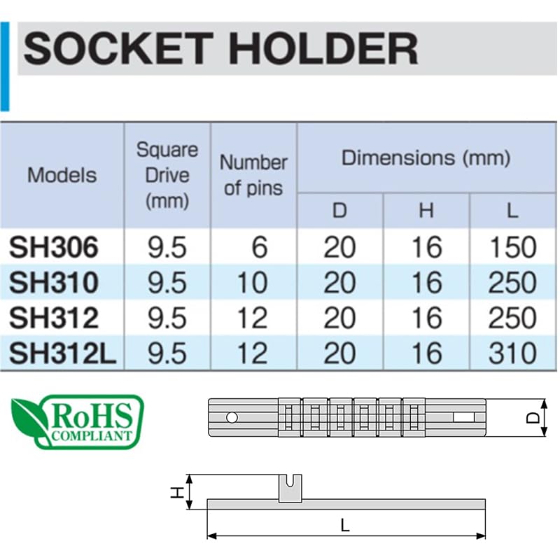 토네 SH306 9.5mm 3/8인치 6구 소켓홀더 이미지 6