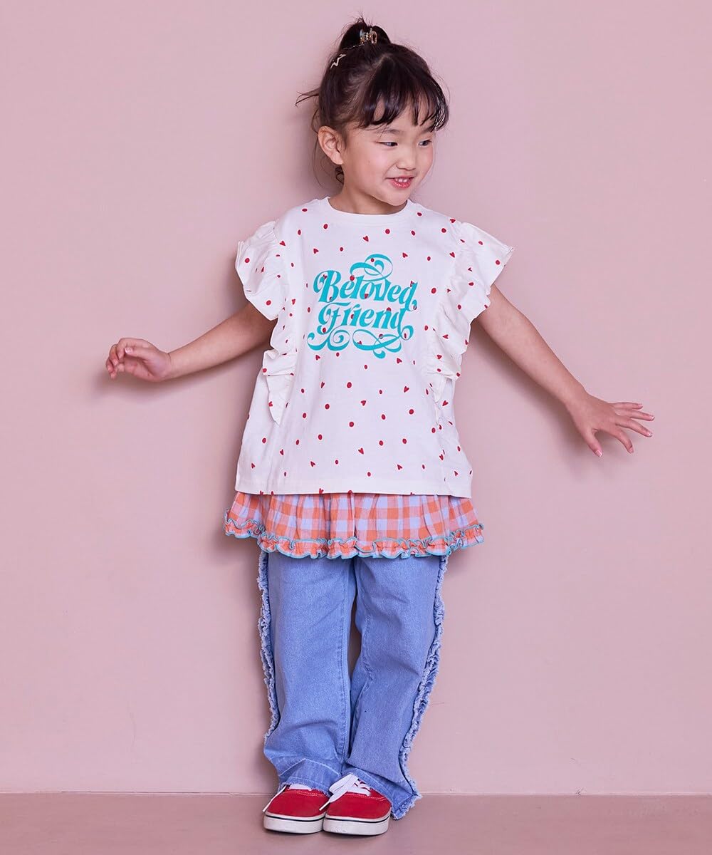 마키즈 COTTON from U.S.A 러플 티셔츠 B08 화이트 도트 110 이미지 9