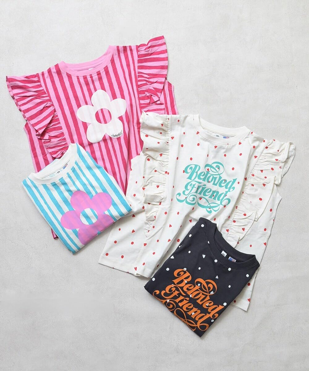 마키즈 COTTON from U.S.A 러플 티셔츠 B08 화이트 도트 110 이미지 2