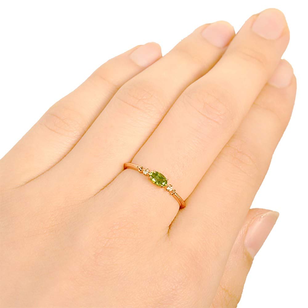 교세라 페리도트 K18 핑크골드 오벌 3x5mm 반지 밀그레인 12호 이미지 4