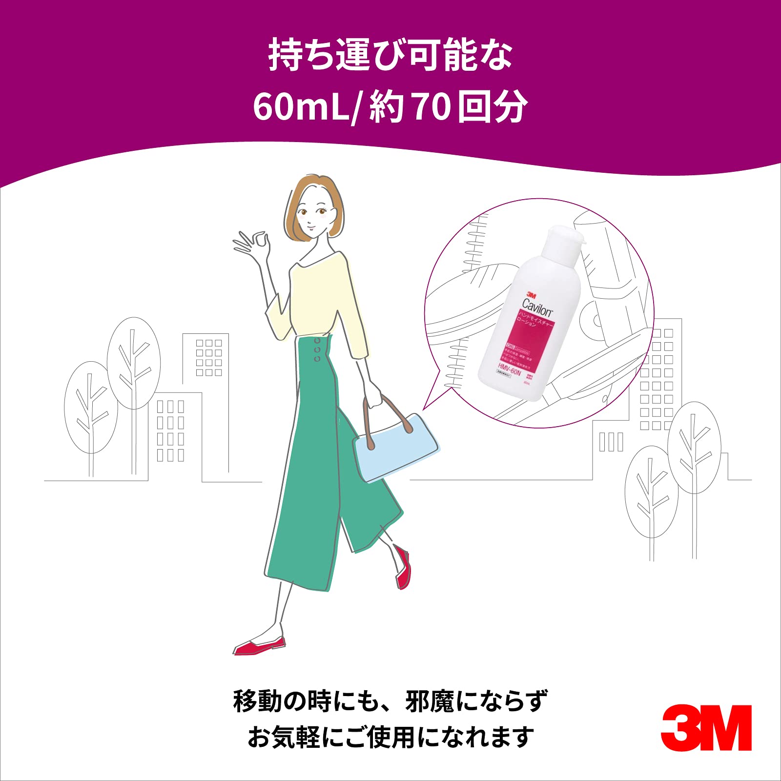 3M 캐빌론 HMV-60N 60ml 핸드 모이스처 로션 무향 보습 휴대용 단품 이미지 7