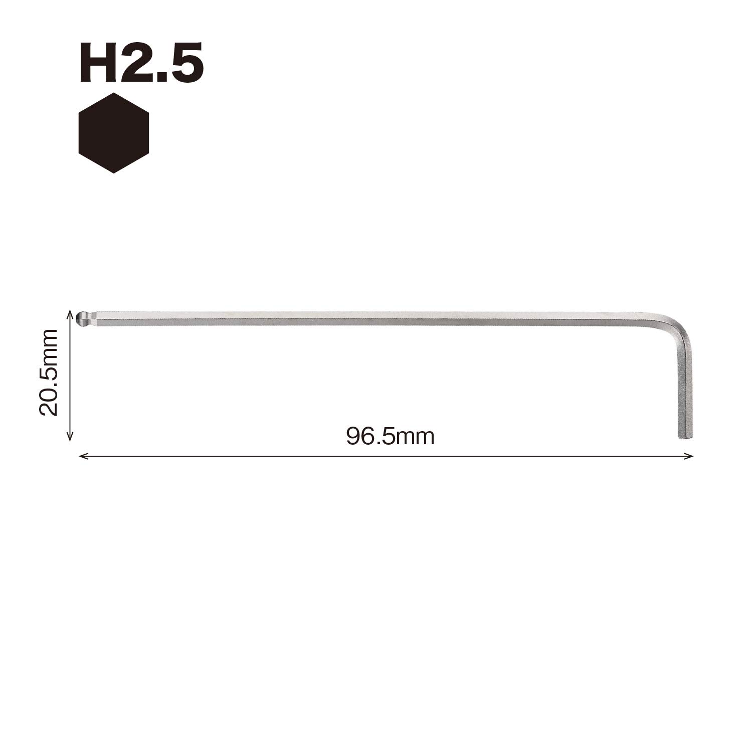 베셀 8300BP 2.5mm 볼포인트 L형 육각렌치 이미지 2