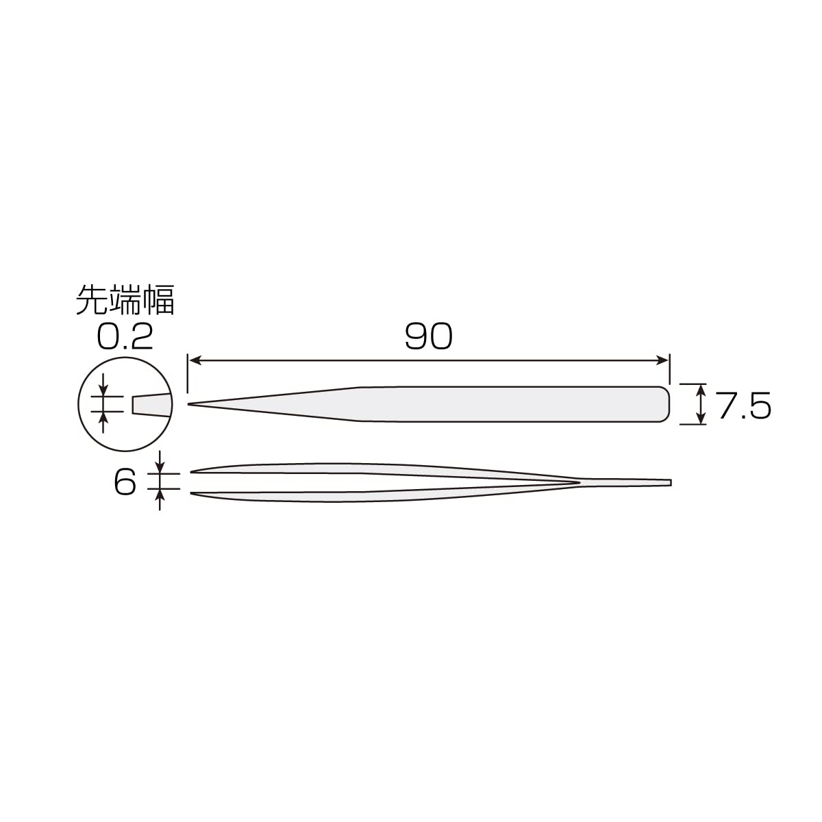 호잔 P-654 정밀 핀셋 90mm 비자성 쇼트타입 이미지 6