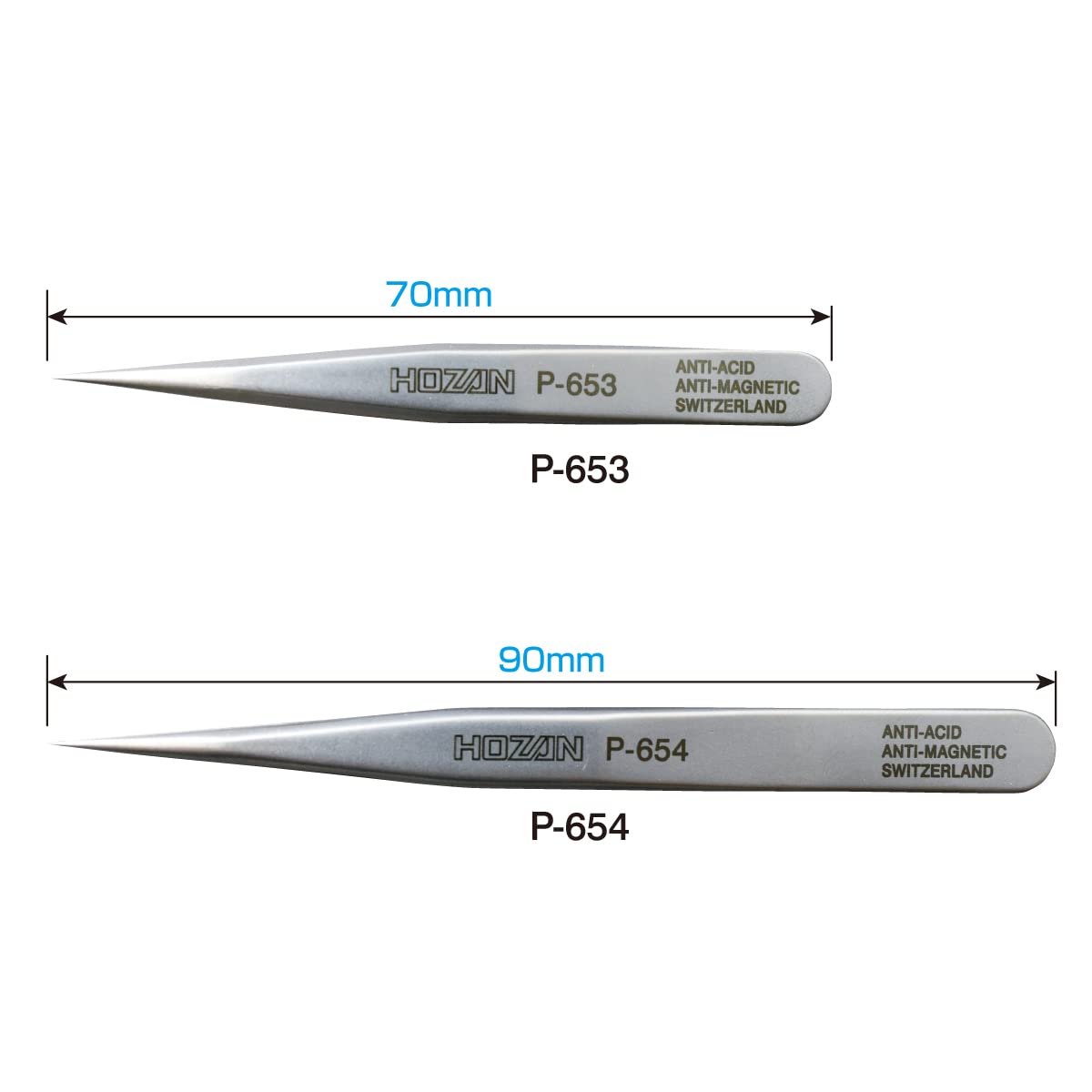 호잔 P-654 정밀 핀셋 90mm 비자성 쇼트타입 이미지 4