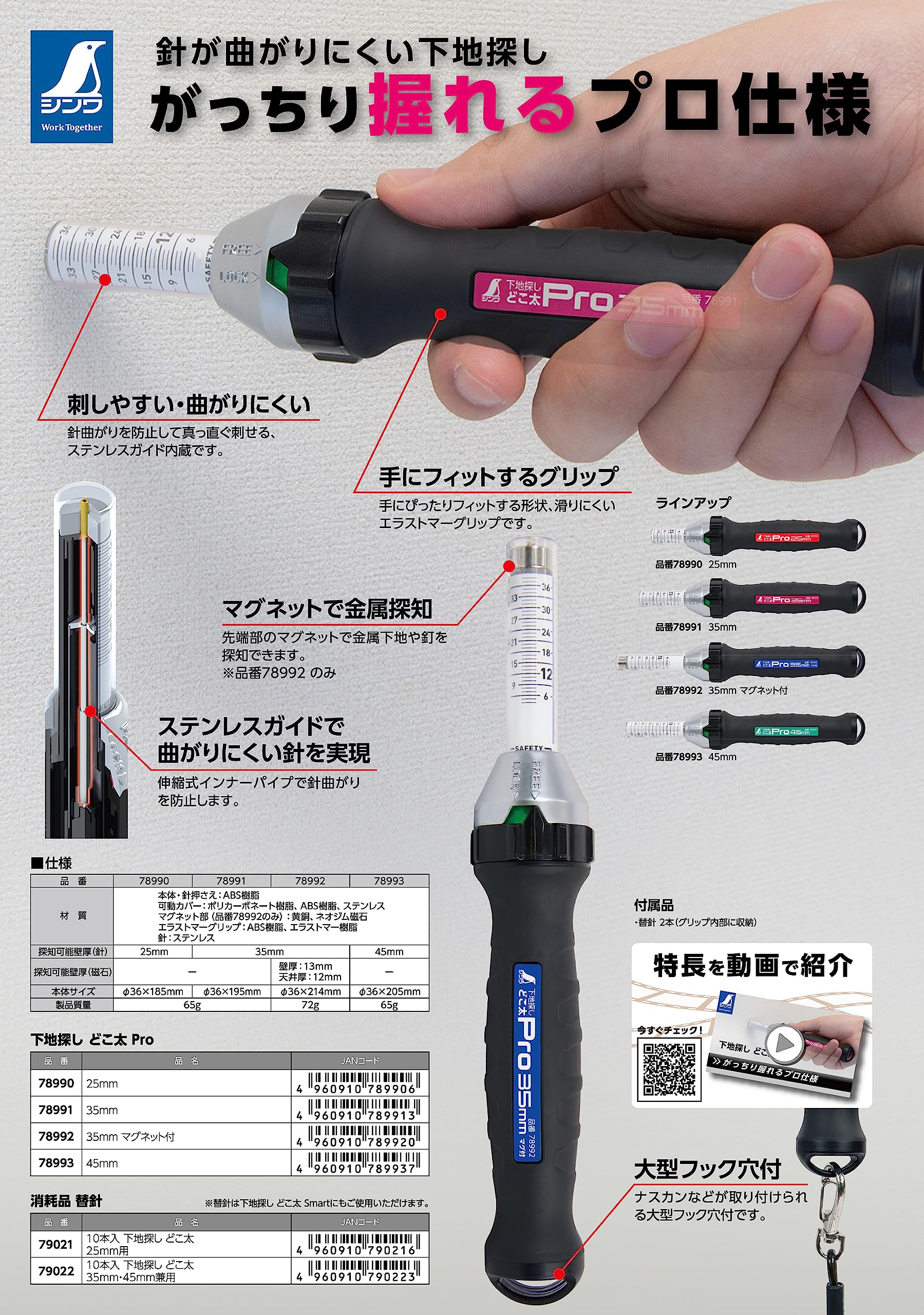 신와 도코타 프로 78993 45mm 하지탐지기 석고보드용 이미지 5