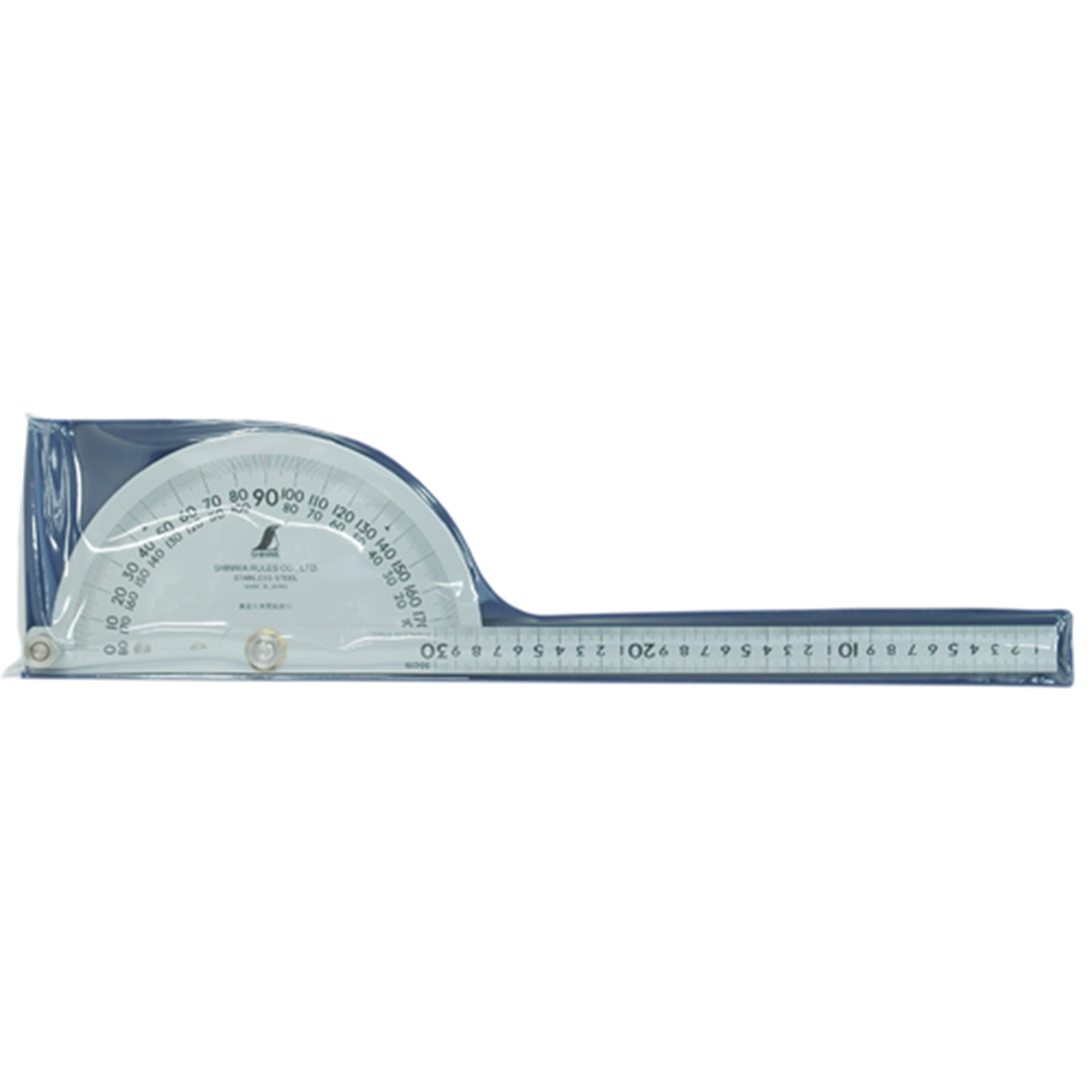 신와 프로트랙터 No.300 실버 2본형 각도기 30cm 이미지 2