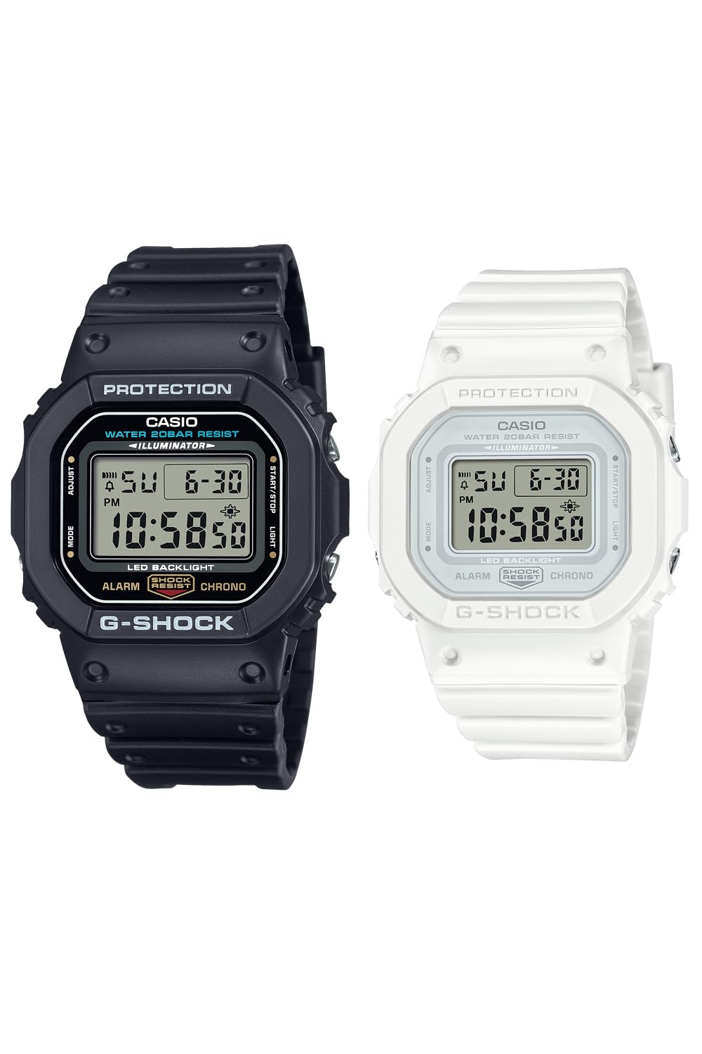 카시오 지샥 스퀘어 DW-5600UE-1JF 커플 시계 블랙 화이트