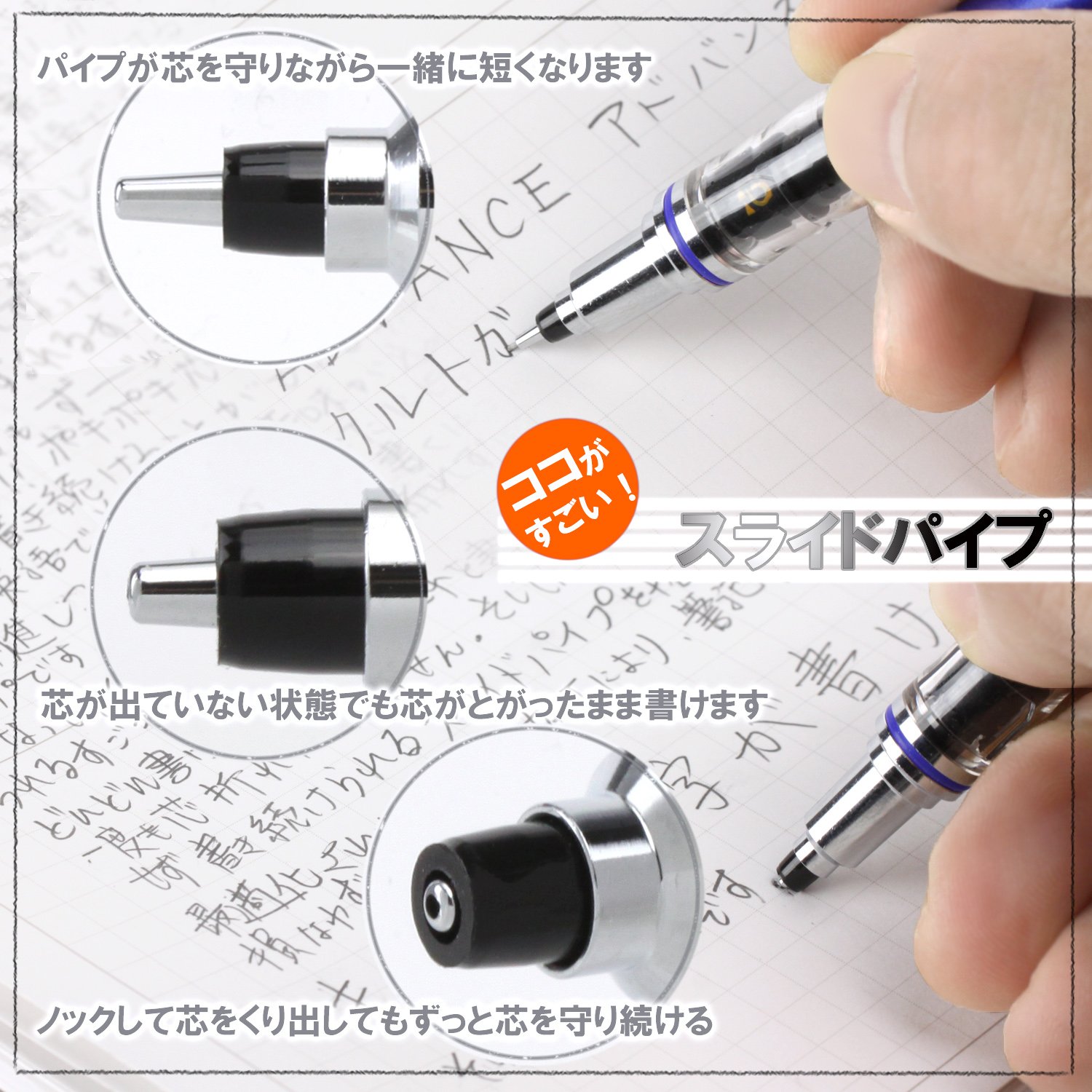 미쓰비시 연필 쿠루토가 어드밴스 레드 M55591P.15 0.5mm 샤프펜슬 0.5mm 3본 이미지 5
