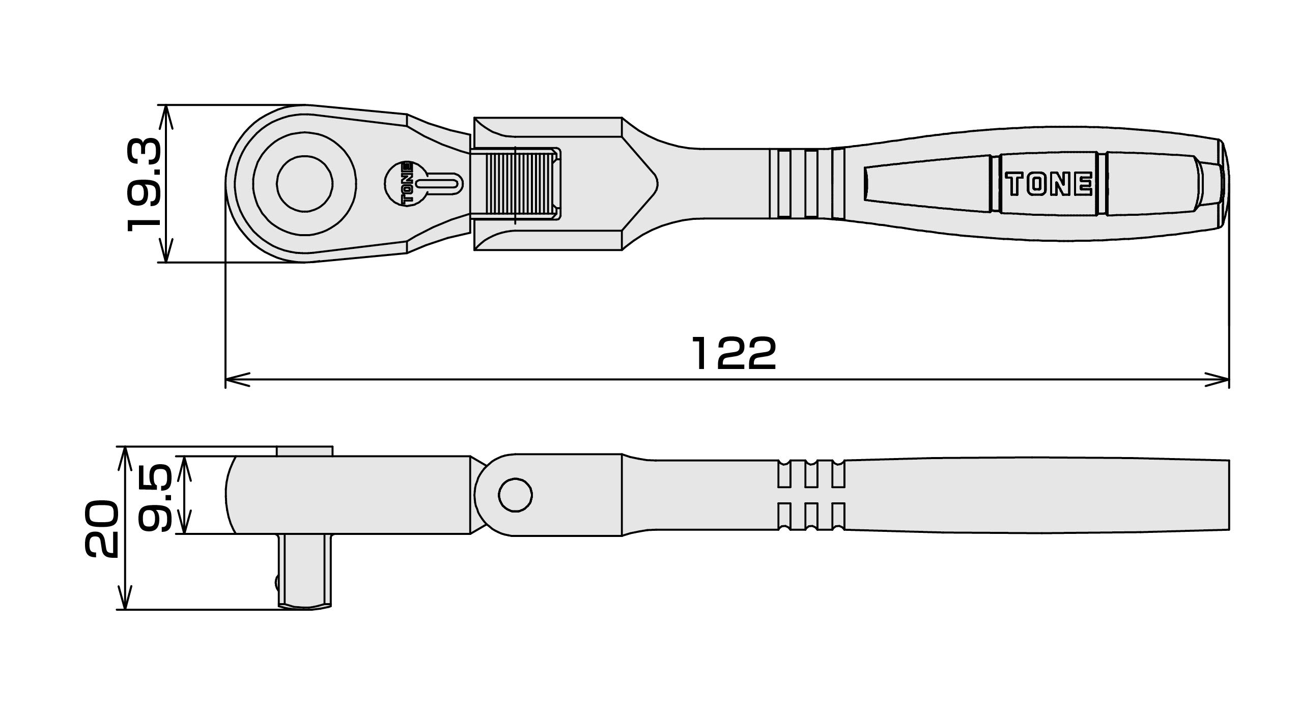 토네 RH2FH 6.35mm 1/4인치 플렉시블 라쳇핸들 이미지 5