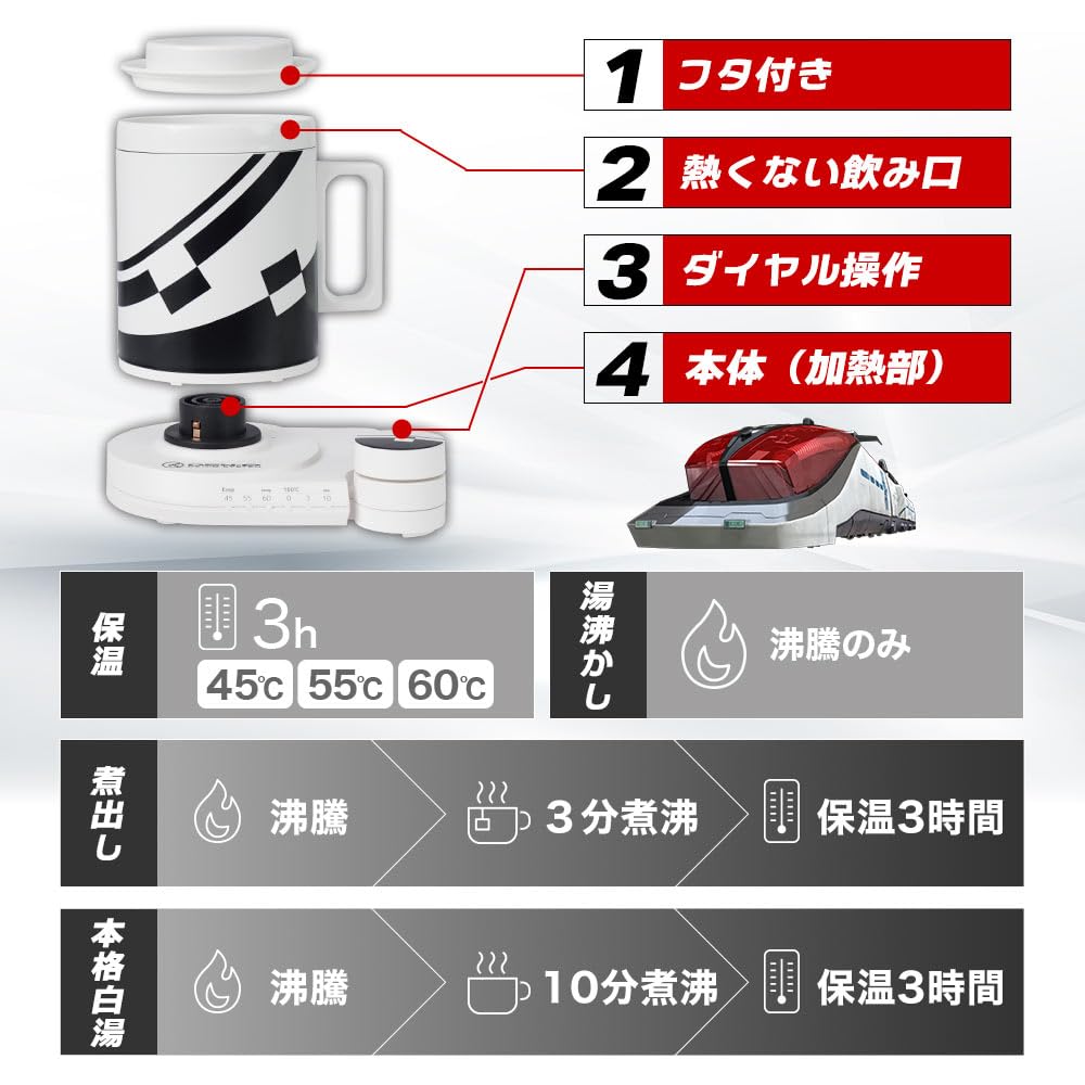 산코 덴라이너 가면라이더 덴오 머그케틀 MAGK25HWH-CTE 300ml 오프화이트 이미지 6