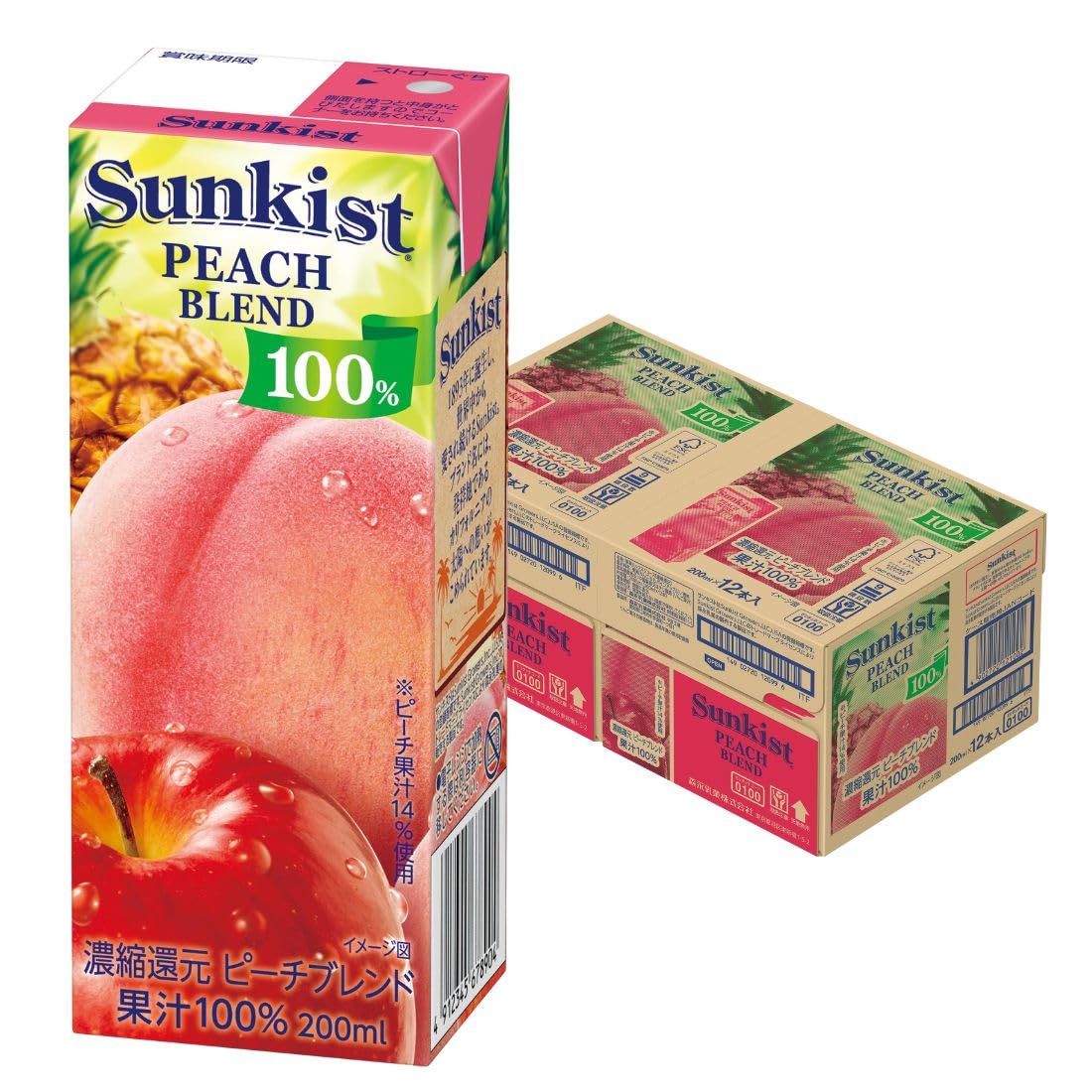 모리나가 썬키스트 피치 블렌드 주스 200ml 24팩