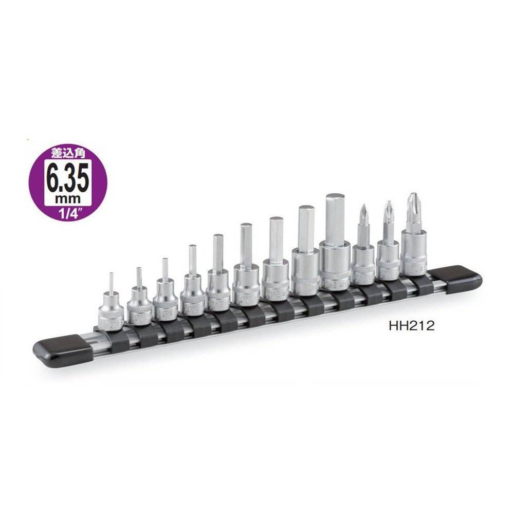 토네 HH212 6.35mm 육각 소켓 세트 12점 홀더포함 이미지 2