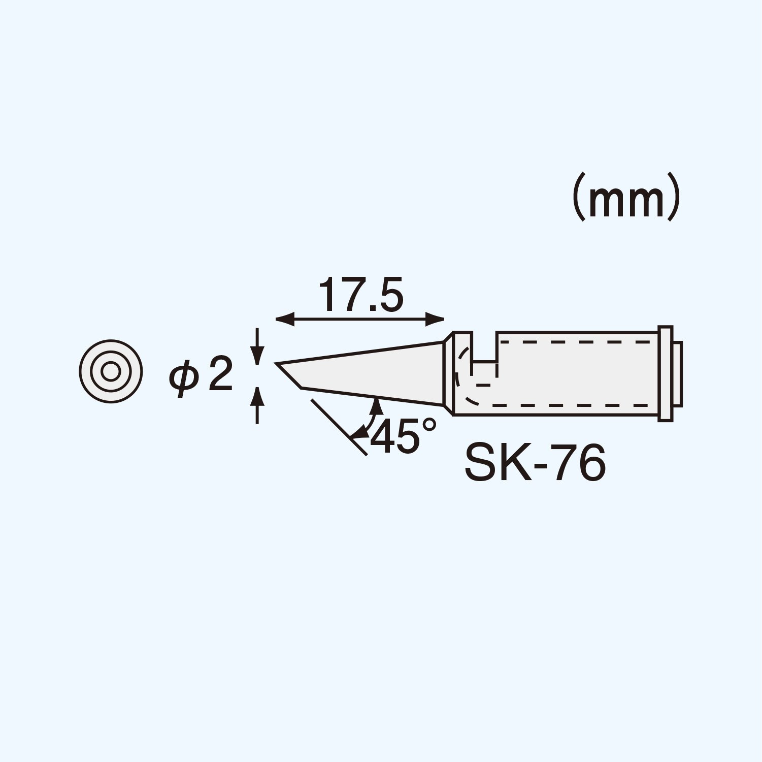 엔지니어 SK-70 시리즈 납땜 인두 팁 SK-76 팁 Φ2mm 굵은 축 이미지 2