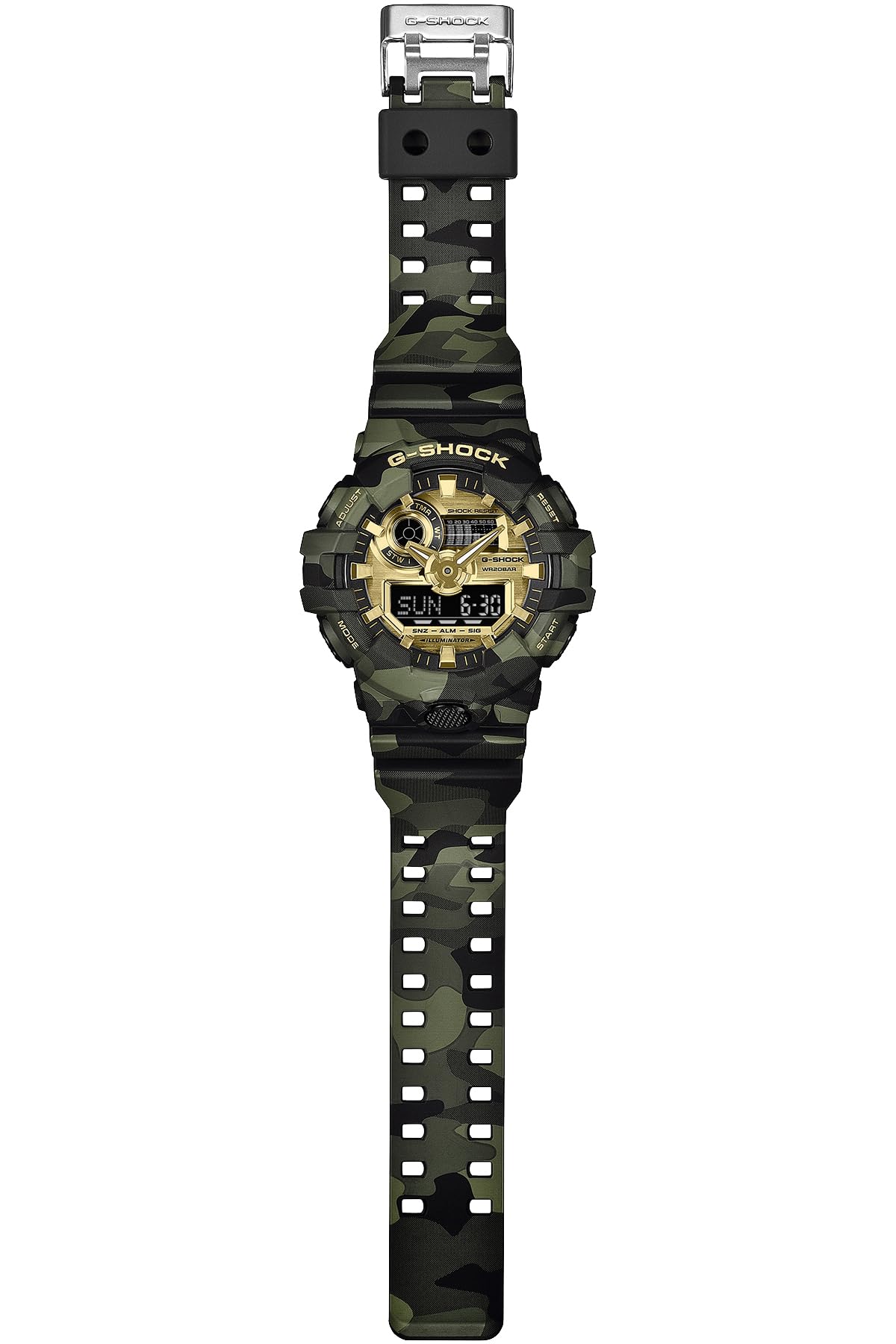 카시오 지샥 BOLD CAMO 카키 GA-700CMG-3AJF 한정 컬러: 카모플라주 골드 이미지 2