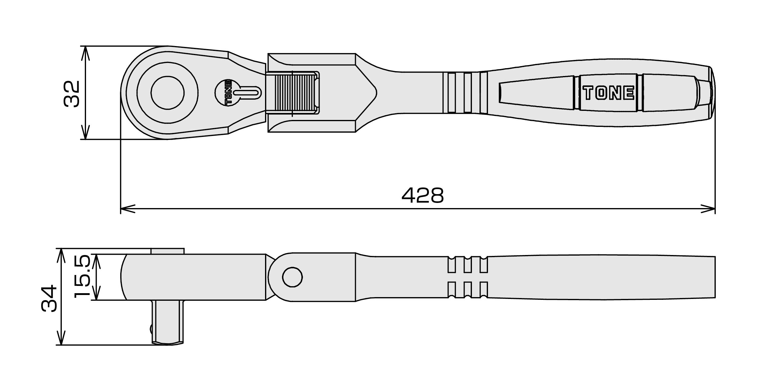 토네 롱 스윙 라쳇핸들 RH4FHL 12.7mm 홀드타입 이미지 5