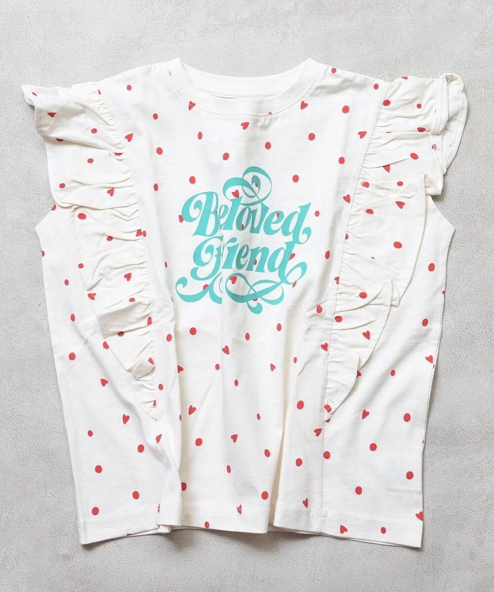 마키즈 COTTON from U.S.A 러플 티셔츠 B08 화이트 도트 140 이미지 8