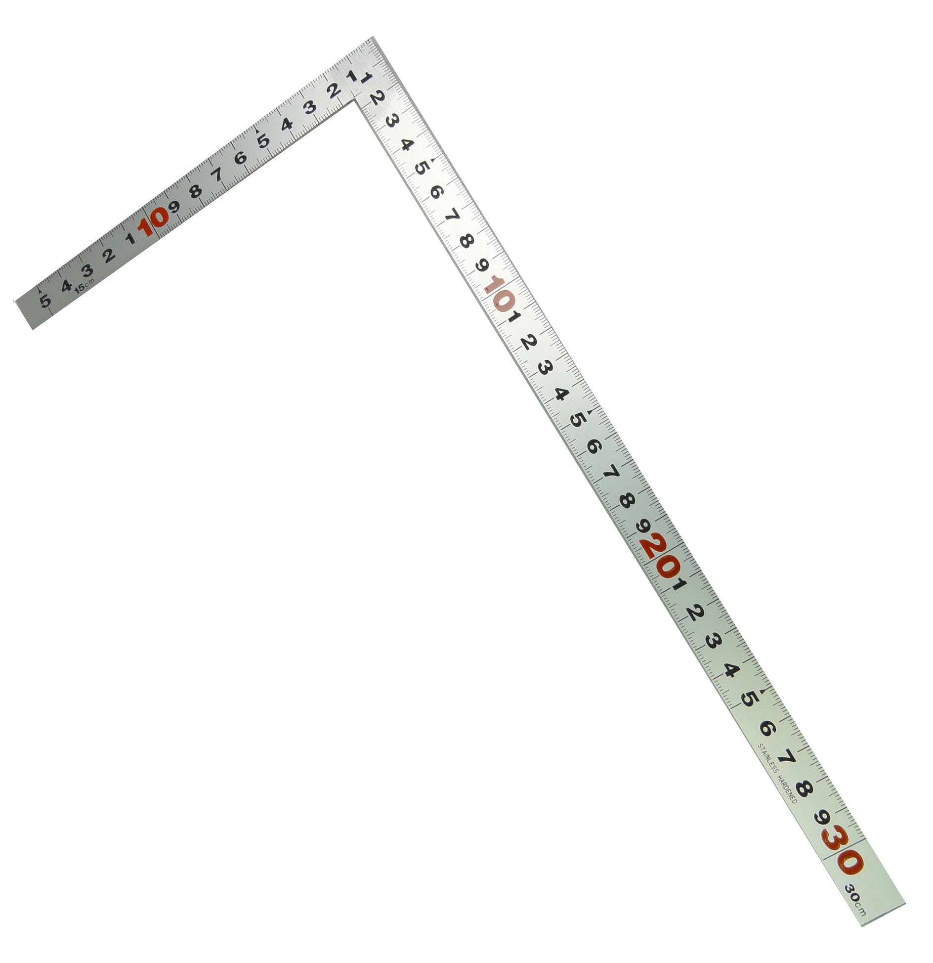 신와 직각자 평피타 10048 30cm 실버 병용눈금 이미지 2