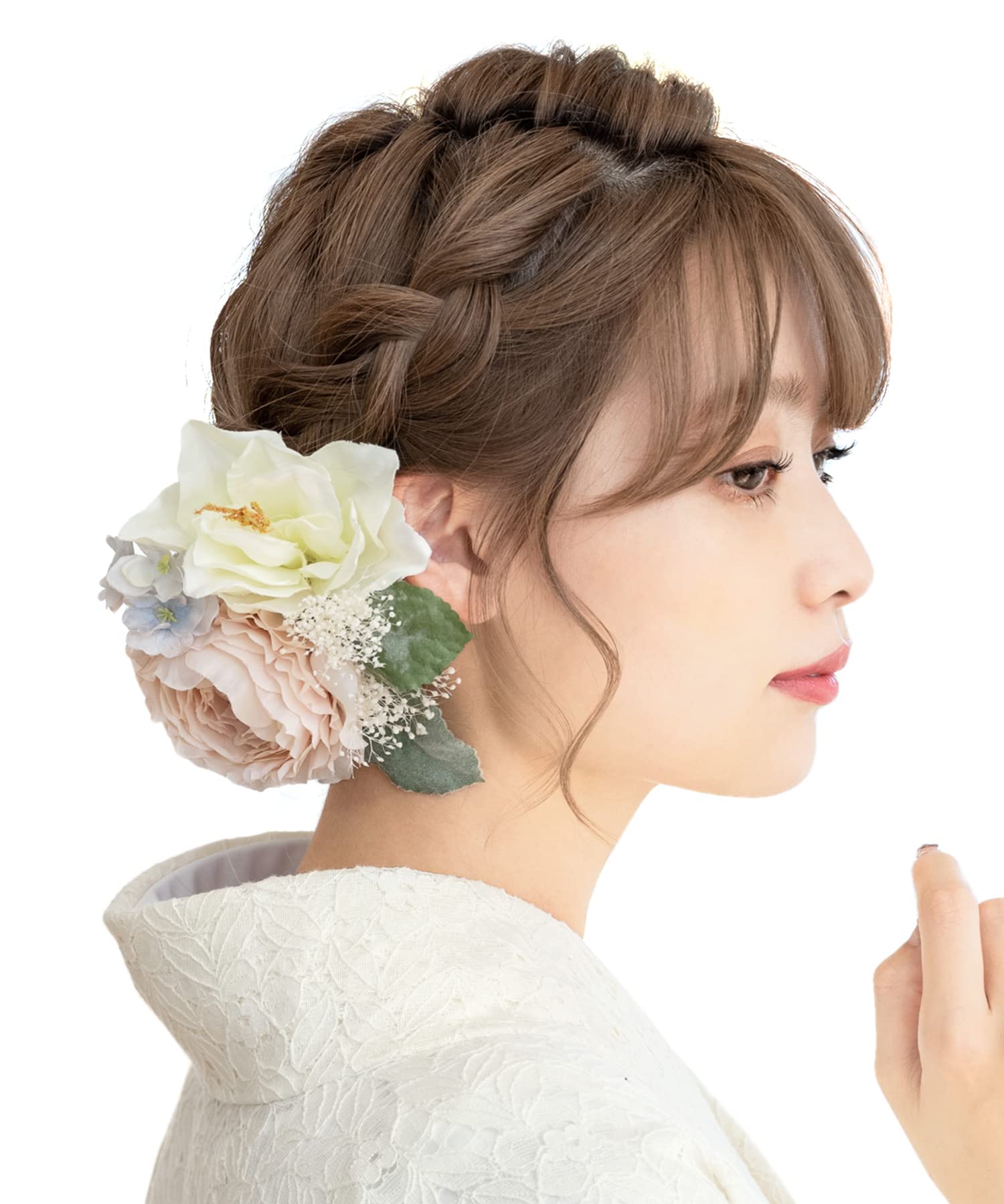 소우비엔 헤어장식 모란 안개꽃 3종 세트 핑크