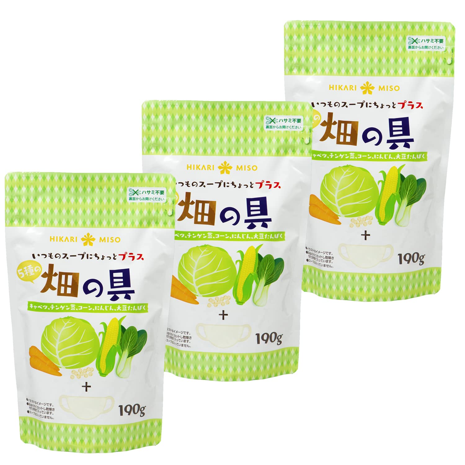 히카리미소 밭의재료 190g 건조채소 믹스 3봉 세트