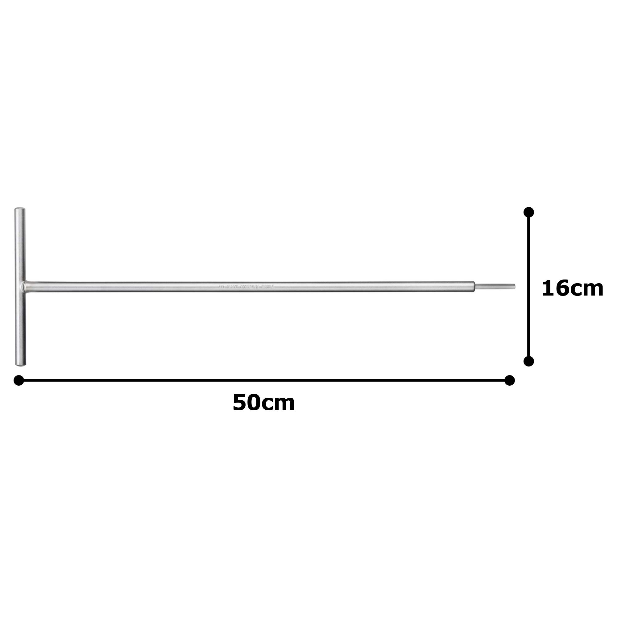 토네 롱 T형 육각렌치 THW-05L500 5mm 이미지 3