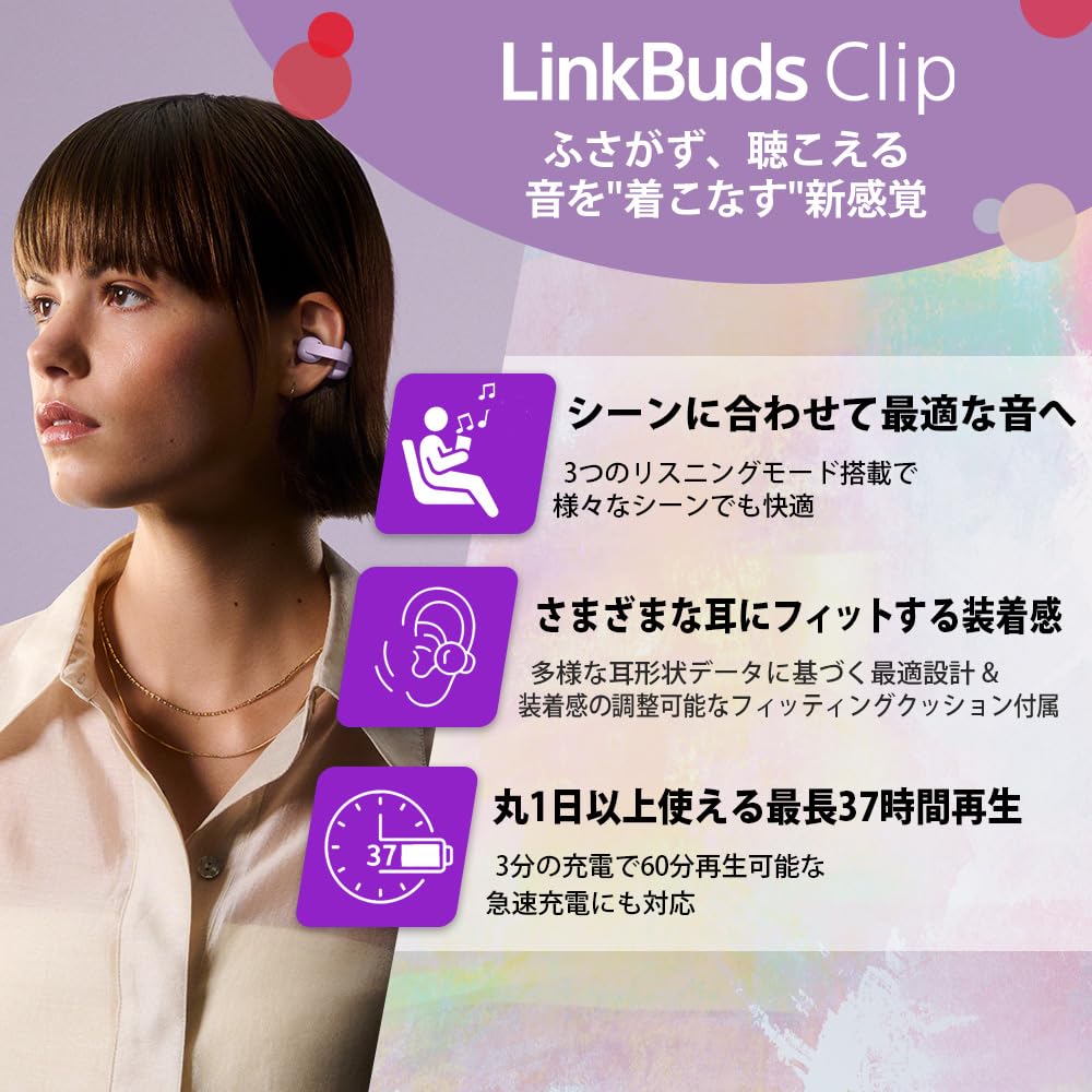 소니 LinkBuds 링크버즈 Clip 그레이지 WF-LC900 오픈형 무선 이어폰 이미지 3