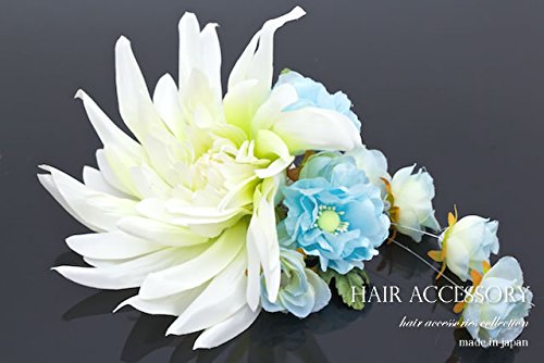 소우비엔 머리장식 블루 꽃 동백 장미 코사지 헤어 액세서리 이미지 3