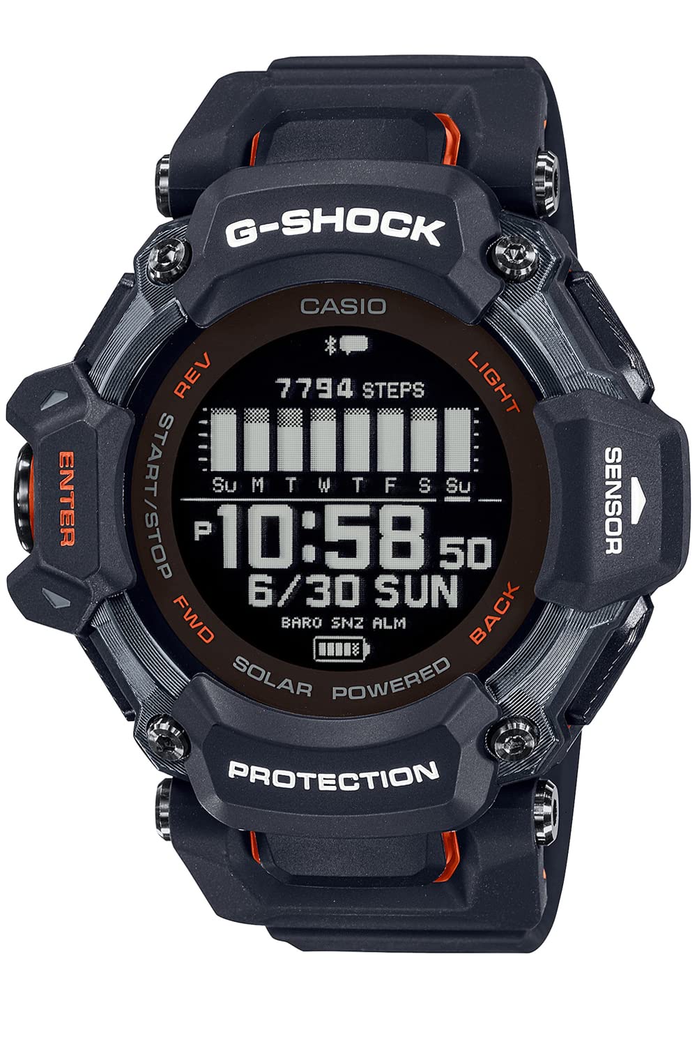 카시오 지샥 G-SQUAD GBD-H2000-1AJR 손목시계 GPS 심박계 블랙 오렌지