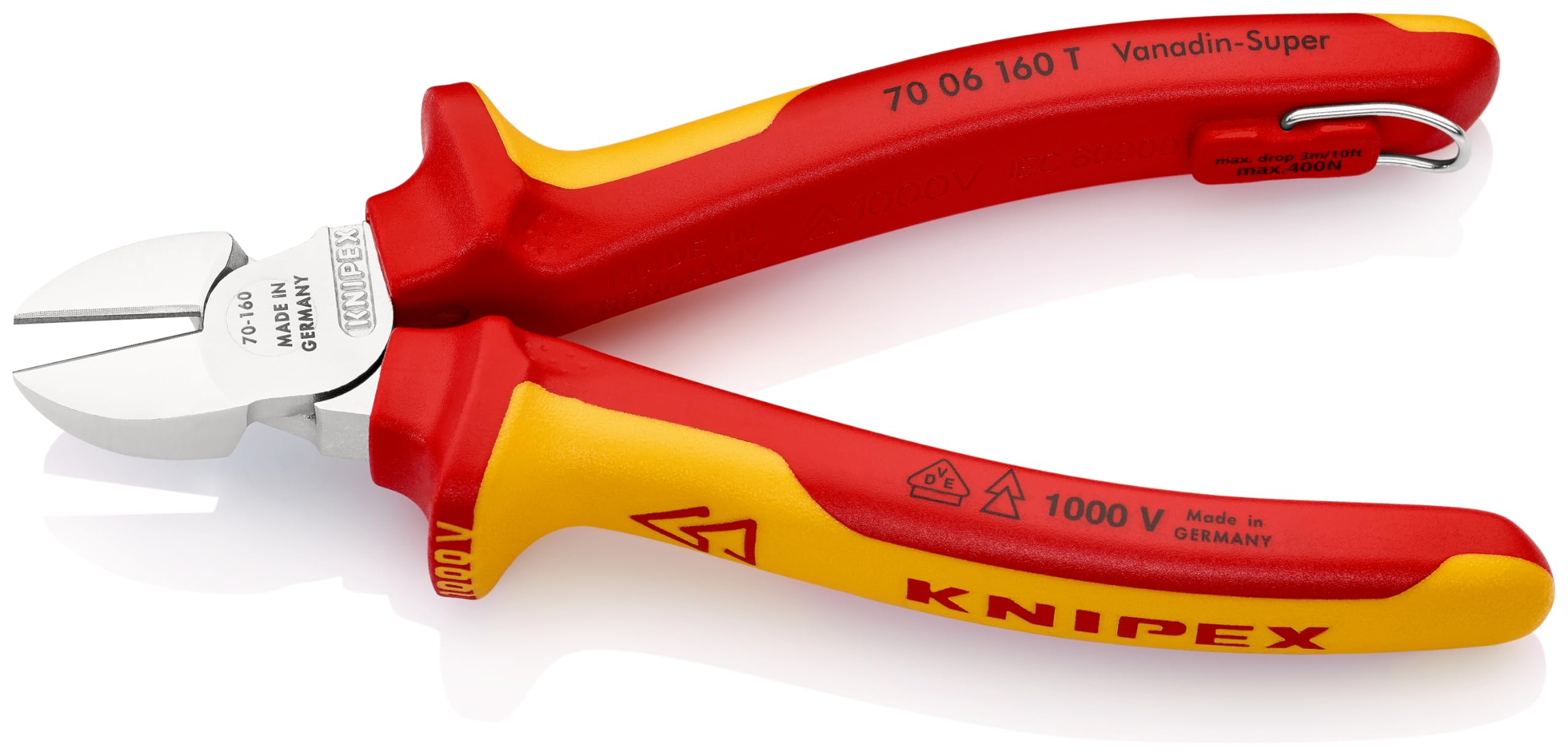크니펙스 7006-160TBK 160mm 절연 사선 니퍼 낙하방지 이미지 2