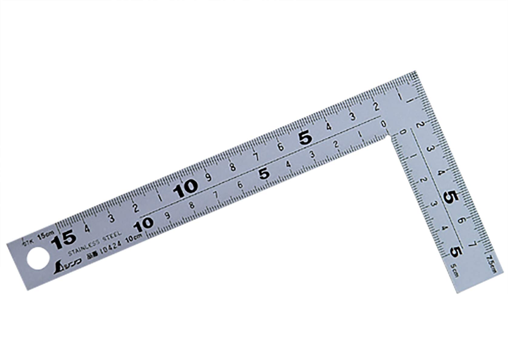 신와 직각자 두꺼운 광폭 실버 10424 15cm 직각자 앞뒤동일눈금 8단눈금