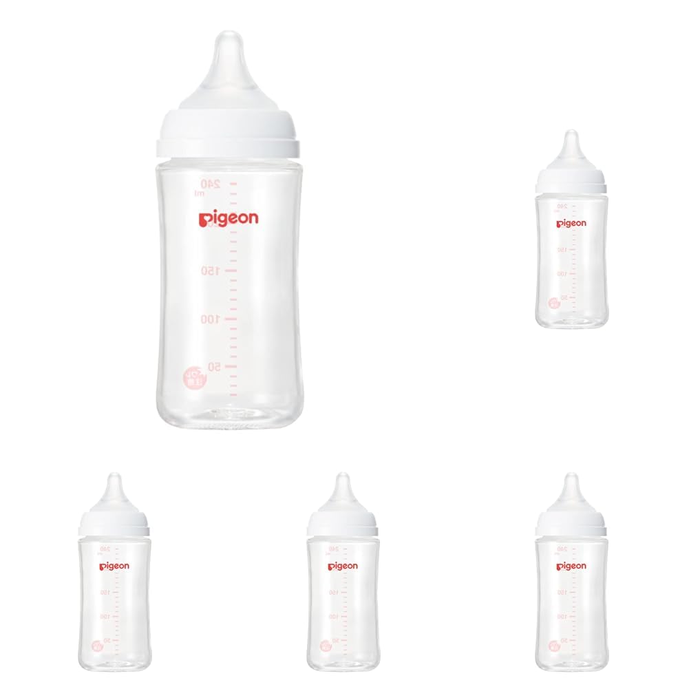 피죤 모유실감 240ml 3개월 내열유리 젖병 5개입 240ml