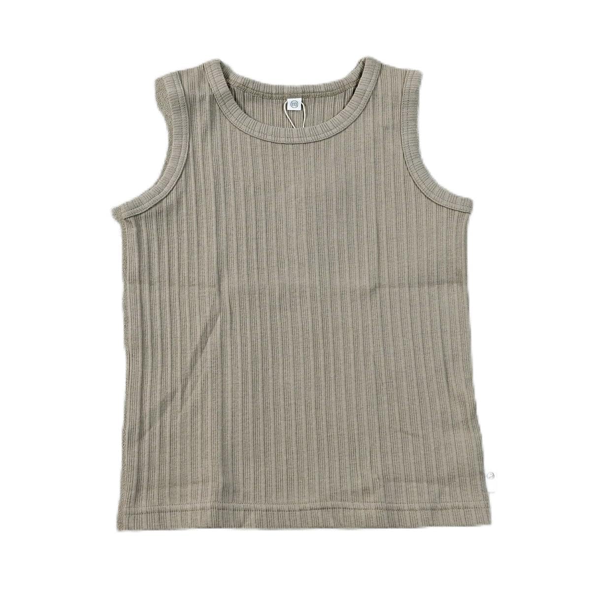 마키즈 무지 골지 민소매 티셔츠 Ｂ６０그레이 110