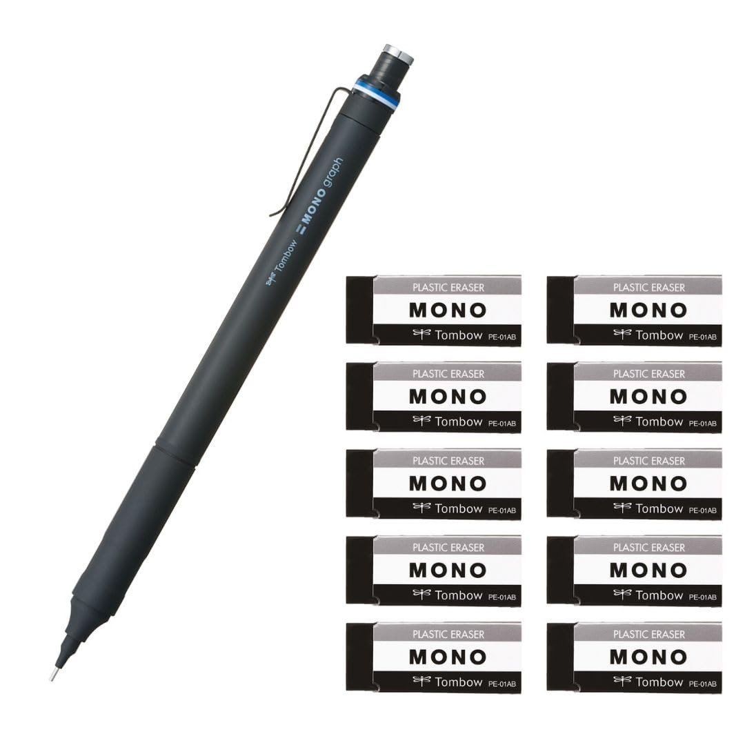 톰보 모노그래프 파인 0.5mm 블랙 샤프 모노 지우개 10개입 0.5mm 지우개 세트