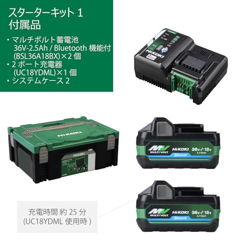 하이코키 UC18YDML 2XSZ 멀티볼트 배터리 2개 2포트 충전기 세트 이미지 2