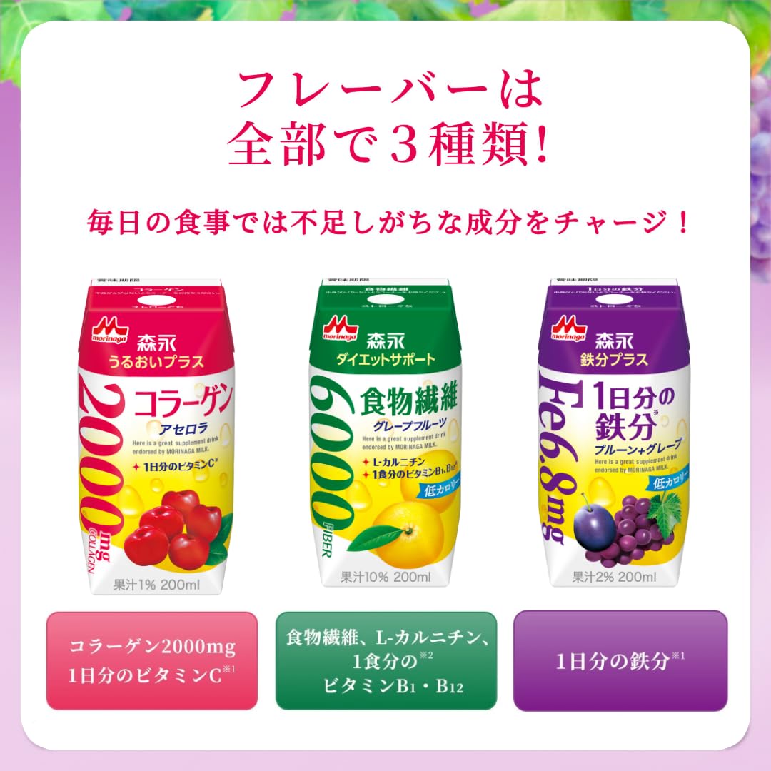 모리나가 영양 플러스 어소트 세트 200ml 24팩 영양 음료 3종 세트 이미지 2
