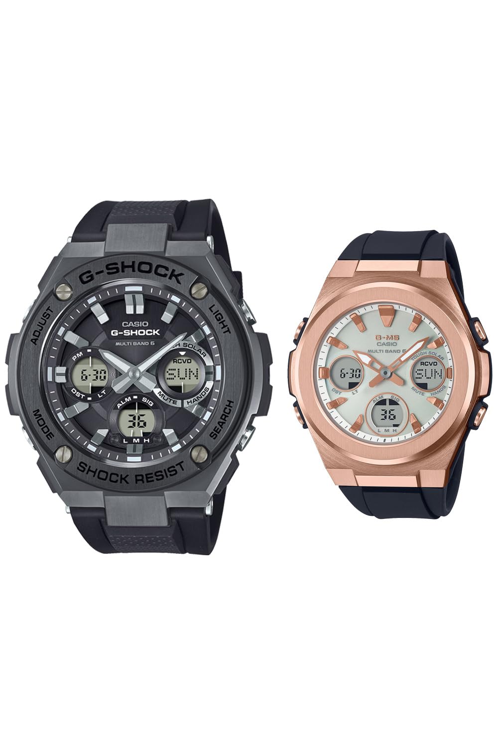 카시오 지샥 G-STEEL 블랙 G-SHOCK 레귤러 사이즈 블랙 핑크
