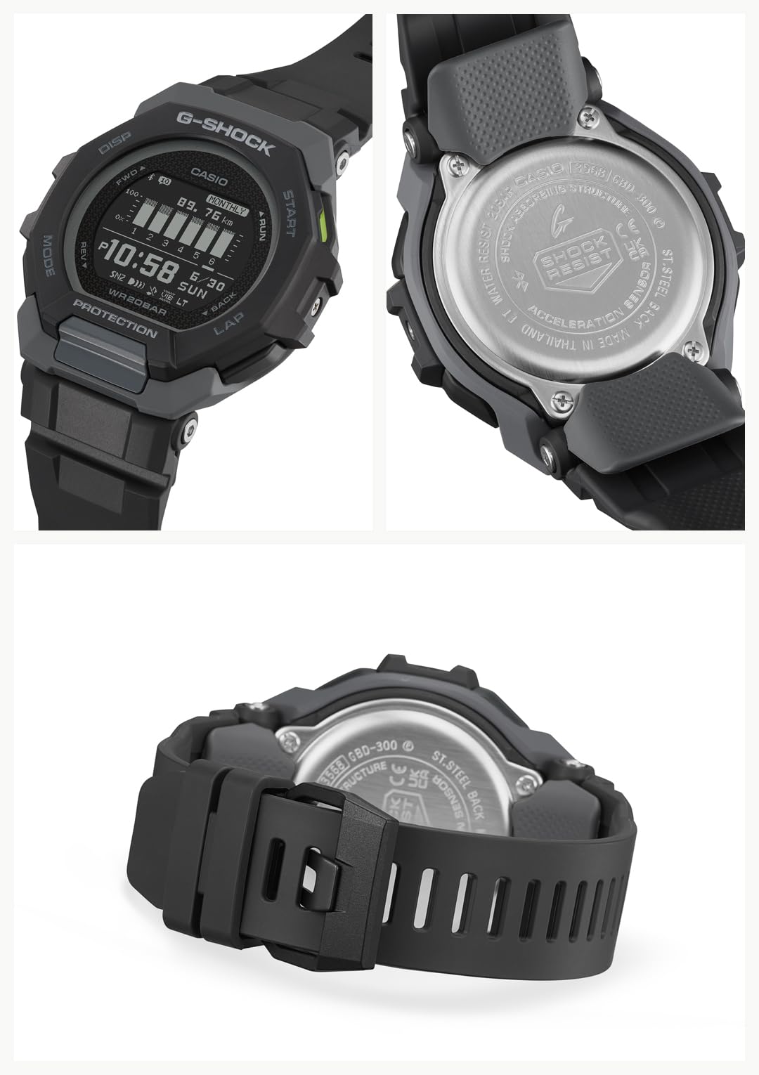 카시오 지샥 G-SQUAD GBD-300-1JF 블랙 스포츠 손목시계 이미지 2