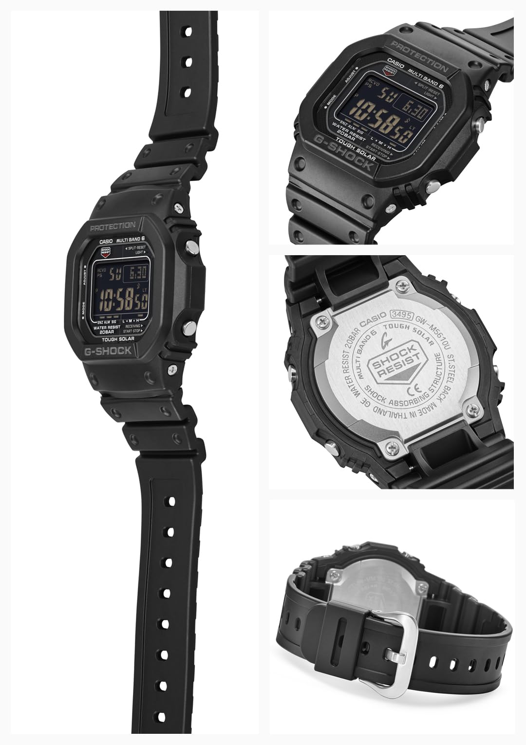 카시오 지샥 5600 스퀘어 올블랙 GW-M5610U-1BJF G-SHOCK 단품 올블랙 이미지 2