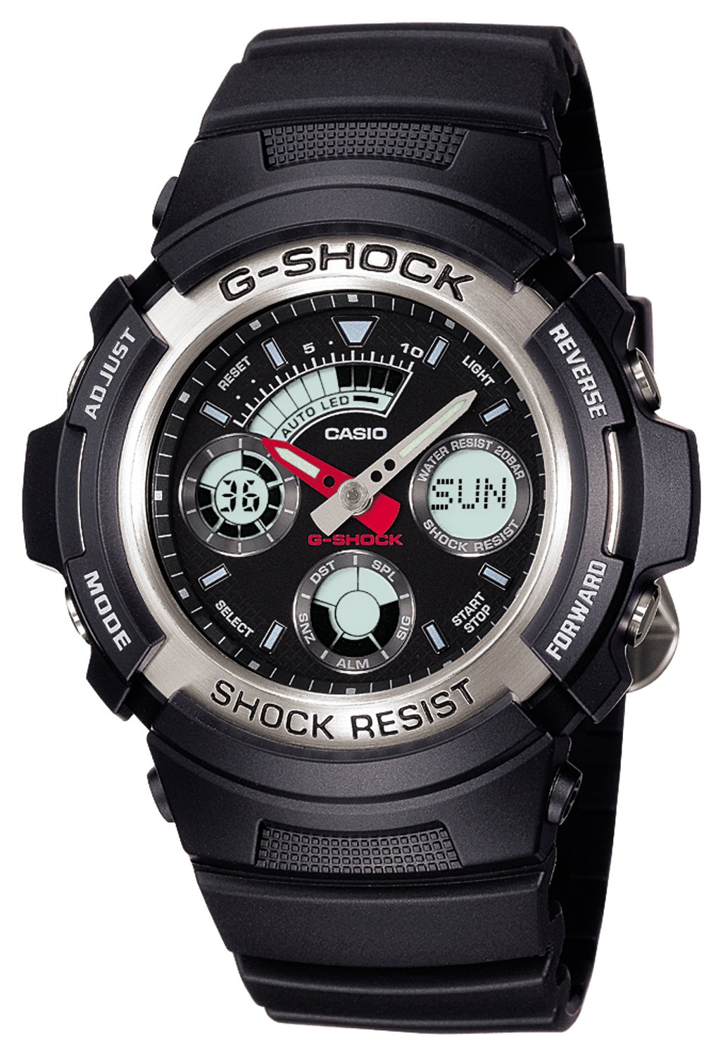 카시오 지샥 AW-590-1AJF 아날로그 디지털 손목시계 G-SHOCK 단품 블랙