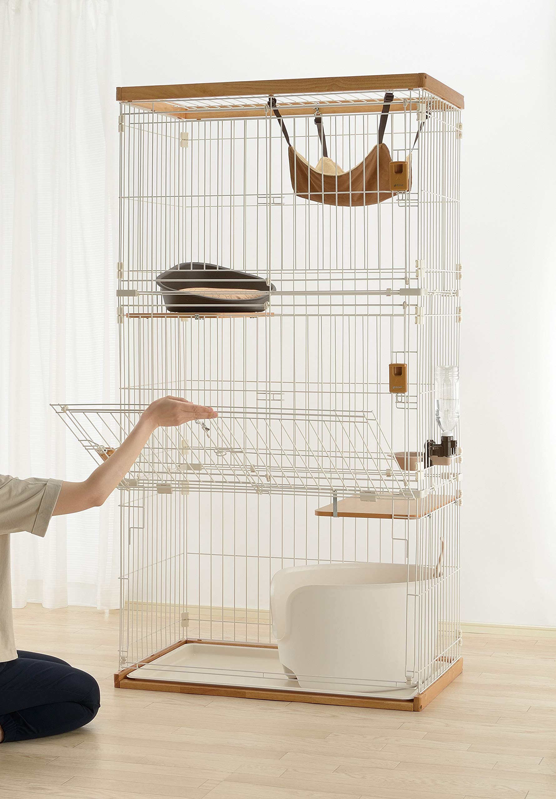 리첼 목재 청소 간편 캣 서클 라이트브라운 S 90L 57W 118H cm 이미지 2
