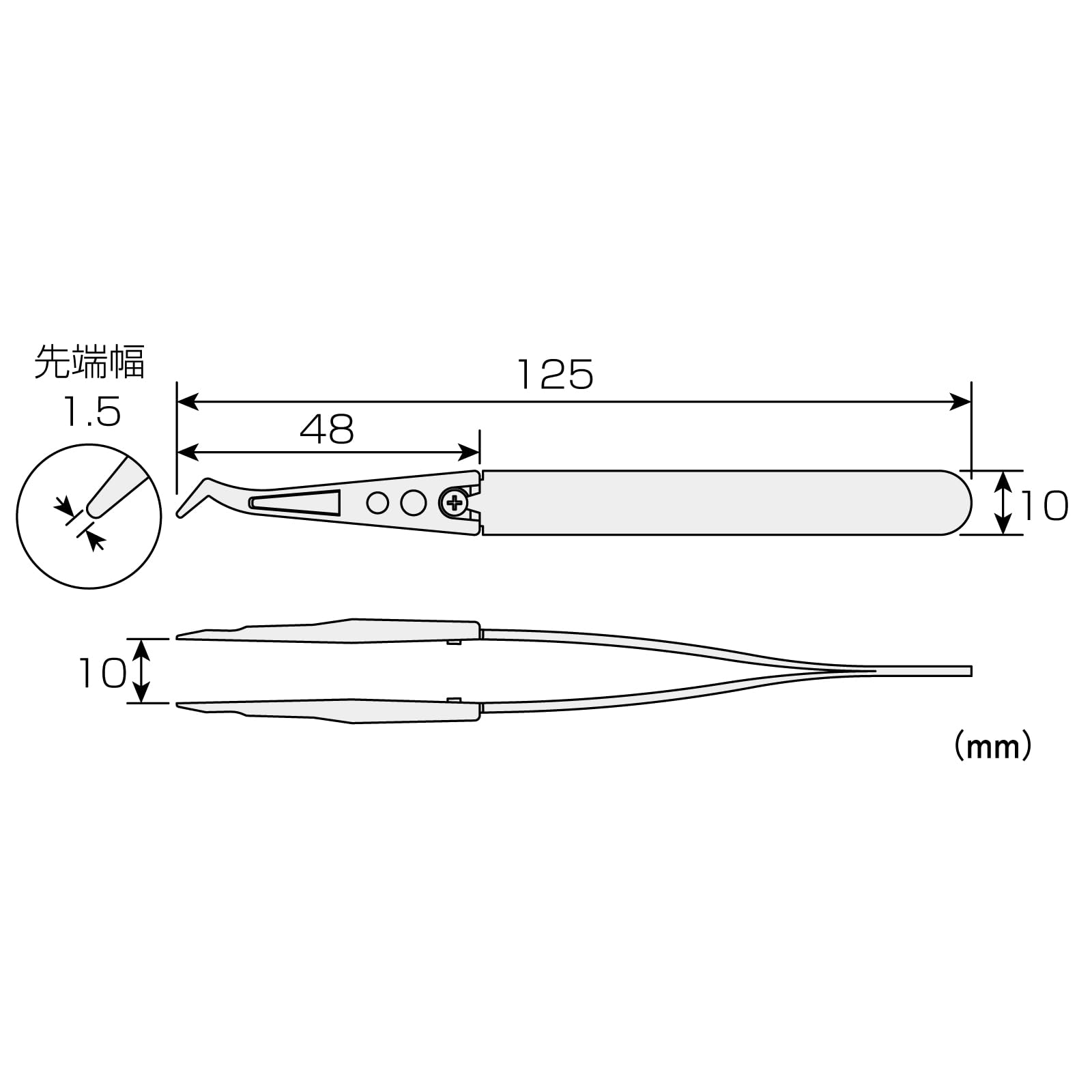 호잔 ESD 소프트 팁 P-642-J 핀셋 단품 ESD 소프트 팁 폭 1.5mm 곡선형 이미지 7