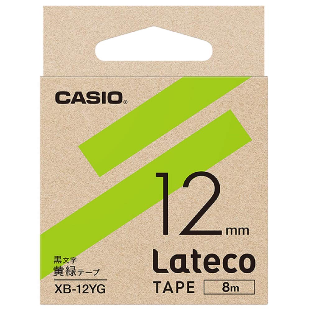 카시오 라테코 연두색 XB-12YG 12mm 라벨테이프
