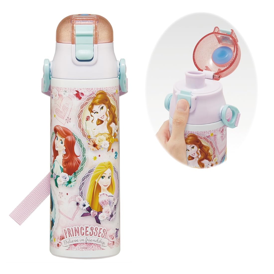 스케이터 디즈니 프린세스 580ml SDC6N-A 어린이 스테인리스 물병 직접 마시는 보냉